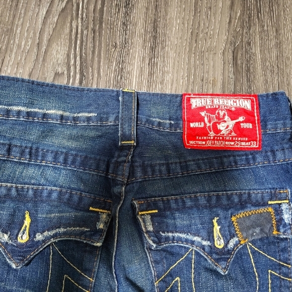 VINTAGE TRUE RELIGION FLARED JEANS - 32W UK 10 BLUE COTTON - Picture 8 of 11